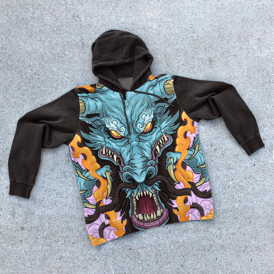 Retro Tide Brand Contrasting Color Cartoon Hoodie - boasready