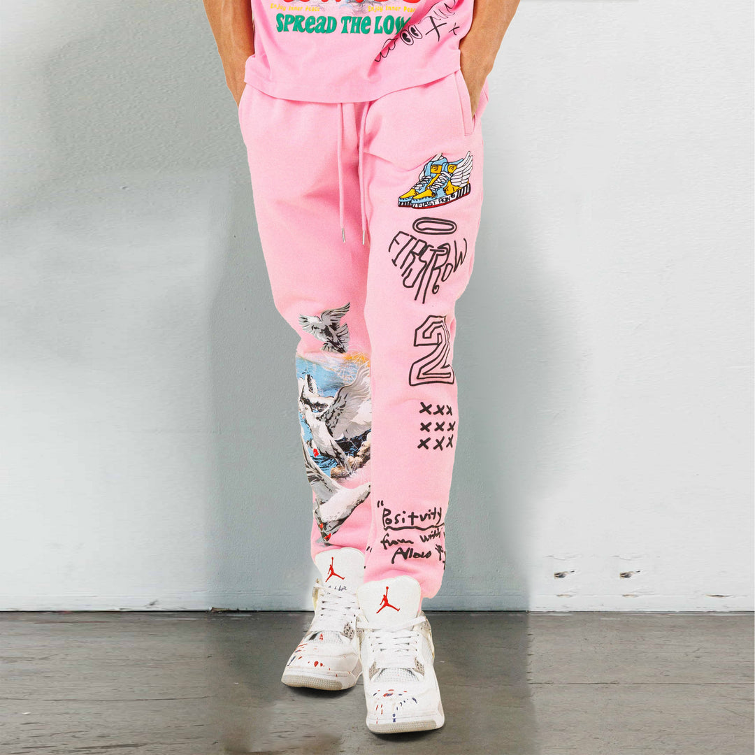 trendy retro street style sweatpants