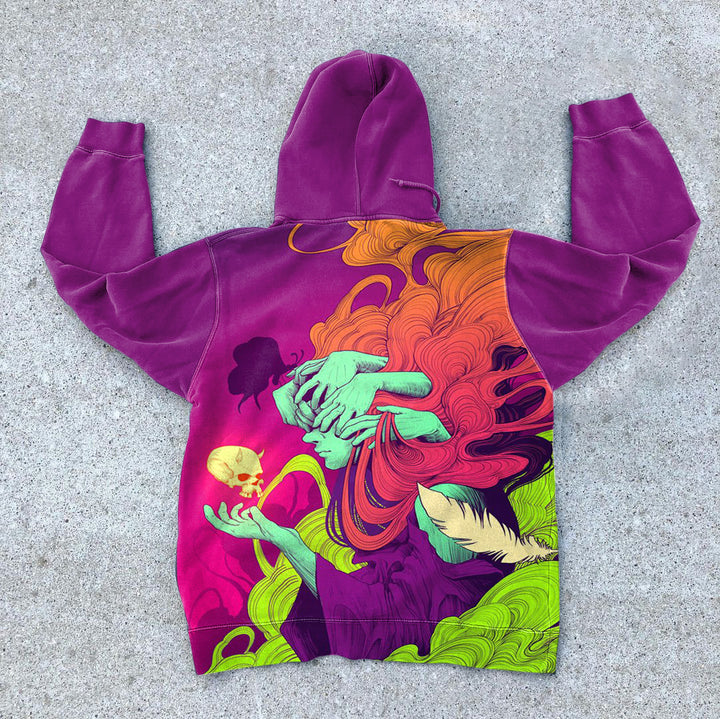 Retro Contrast Cartoon Print Hoodie - boasready