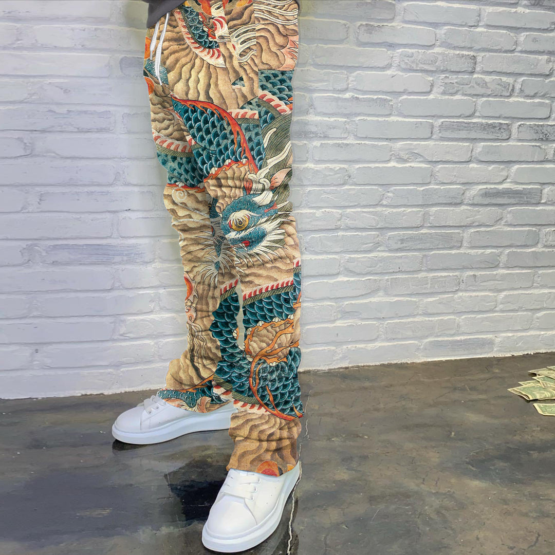 Vintage Chic Dragon Print Lounge Pants - boasready