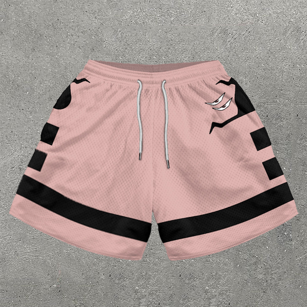 Casual Curse Print Mesh Shorts - boasready