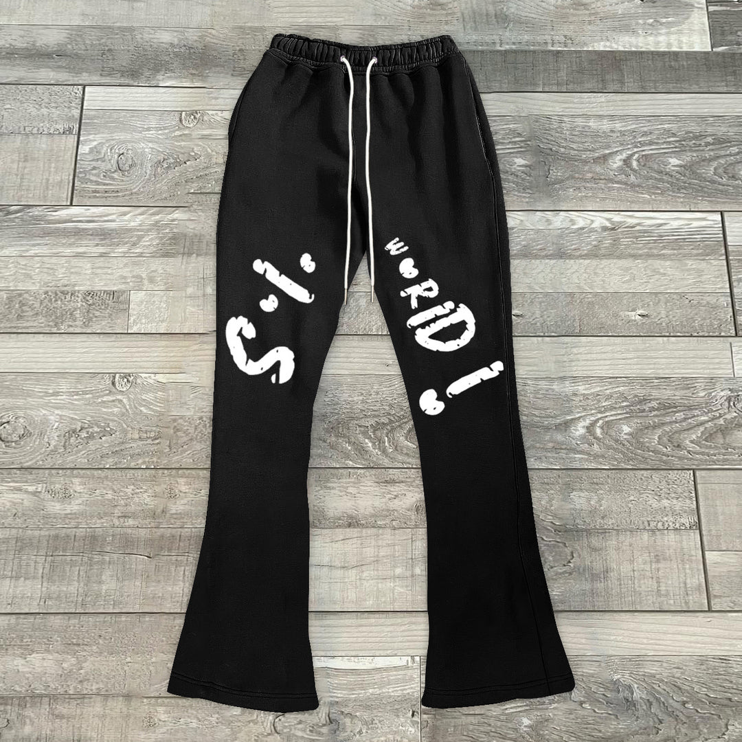 Trendy Personalized Letter Print Flared Pants