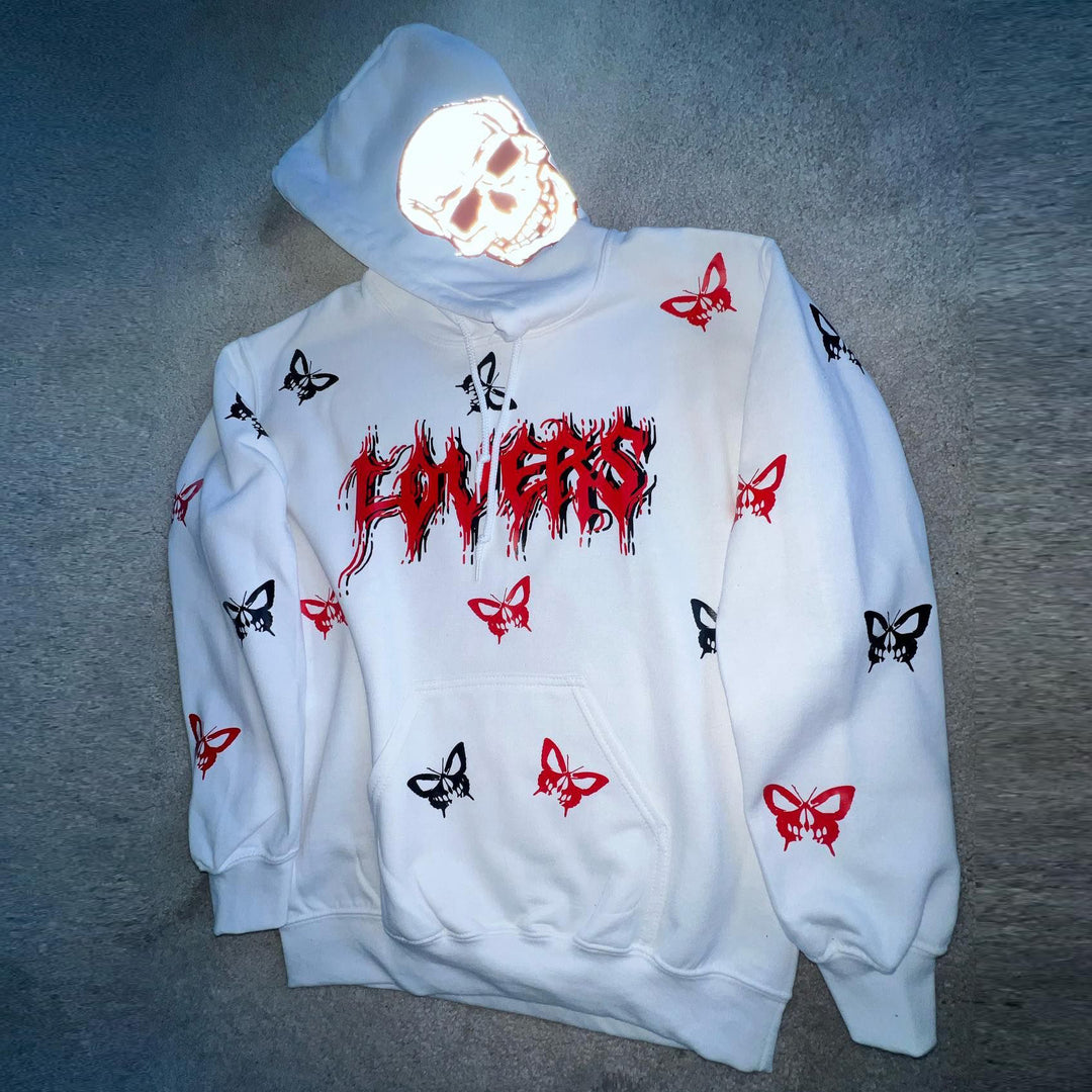 statement street style reflective butterfly print hoodie - boasready