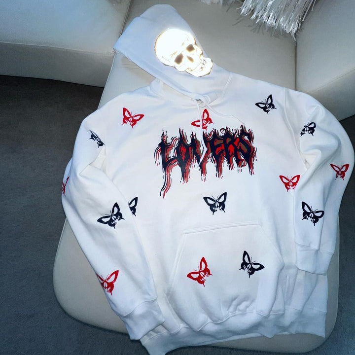 statement street style reflective butterfly print hoodie - boasready