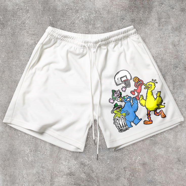 Cartoon personality retro mesh shorts - boasready