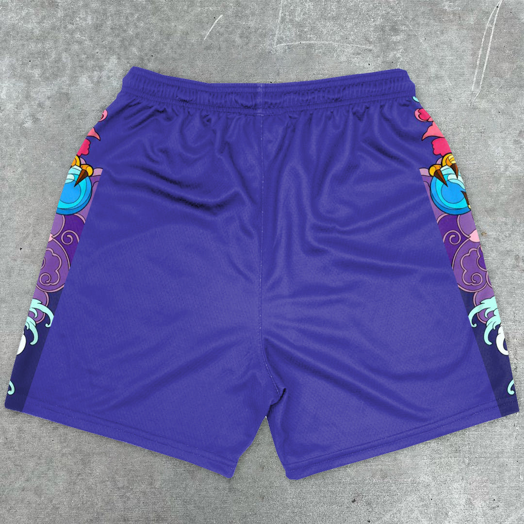 trendy art print street shorts