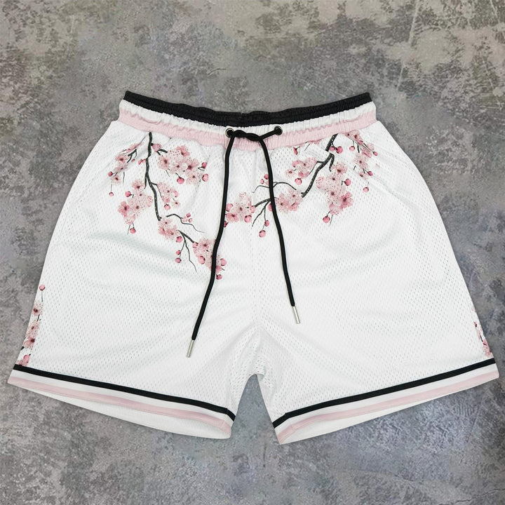 Casual Art Flower Fashion Loose Mesh Sports Shorts - boasready